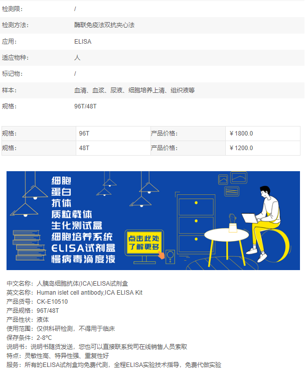 人胰島細胞抗體(ICA)elisa試劑盒